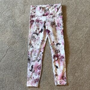 Athleta | Salutation Stash Pocket | Pink Peony Floral Leggings | S